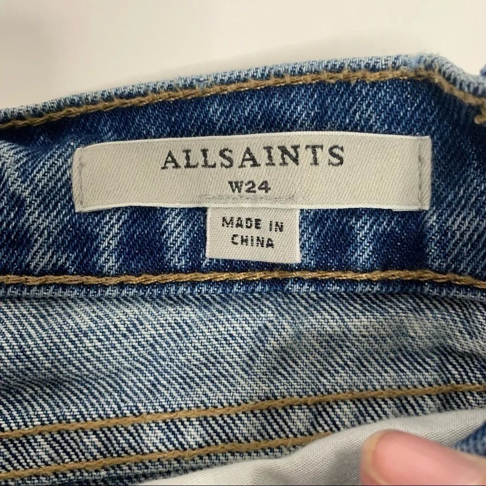 AllSaints Distressed Boyfriend Style Denim Shorts